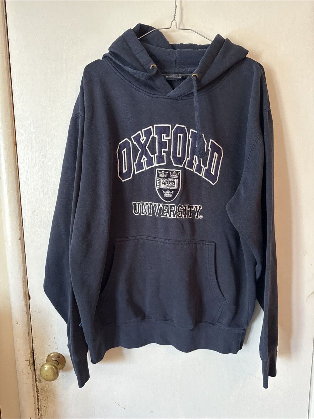 Official Oxford University Hoodie Blue Pullover Sweatshirt Embroidered Men's XL